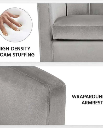 Beige Velvet Barrel Accent Armchair - Elegant Home Furnishing Piece