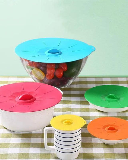 Eco-Conscious Silicone Lid Collection - Essential for Keeping Food Fresh and Waste-Free