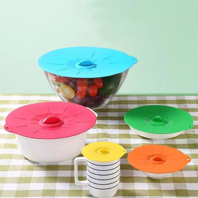 Eco-Conscious Silicone Lid Collection - Essential for Keeping Food Fresh and Waste-Free