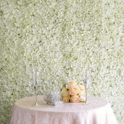 AliKopy 11 Sq Ft Cream UV Protected Hydrangea Flower Wall Mat - 4 Pane