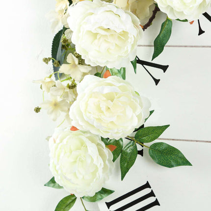 AliKopy 6ft Cream Artificial Silk Peony Garland - Faux Vine, Durable &