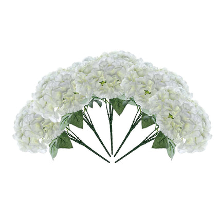 AliKopy 5-Piece Cream Silk Hydrangea Flower Bouquet Set - Lifesized, D