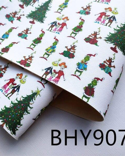 Festive Faux Leather Crafting Kit with Christmas Character Prints - DIY Creative Bundle