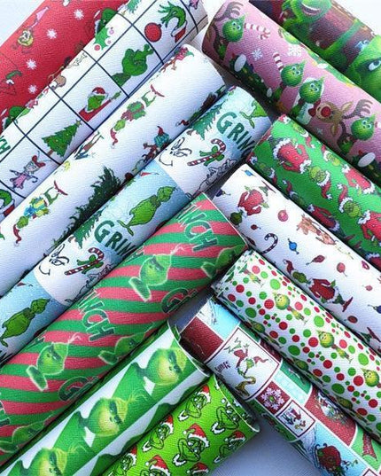 Festive Faux Leather Crafting Kit with Christmas Character Prints - DIY Creative Bundle