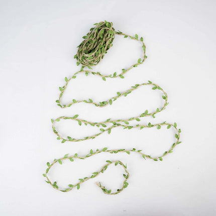 AliKopy 32FT Natural Jute Twine with Green Leaves for DIY Crafts & Dec