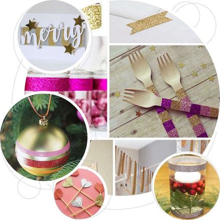 AliKopy 5 Pack Purple Glitter Washi Tape - 0.5"x5 Yards, DIY Crafting