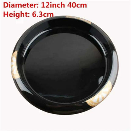 Elegant Blossom Artisan Sushi and Sashimi Serving Platter - Black and Gold Floral Design