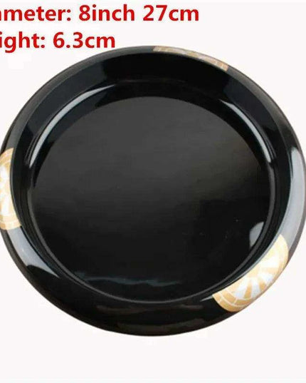 Elegant Blossom Artisan Sushi and Sashimi Serving Platter - Black and Gold Floral Design