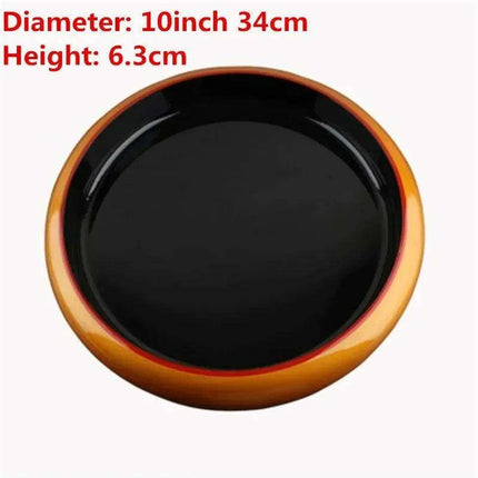 Elegant Blossom Artisan Sushi and Sashimi Serving Platter - Black and Gold Floral Design