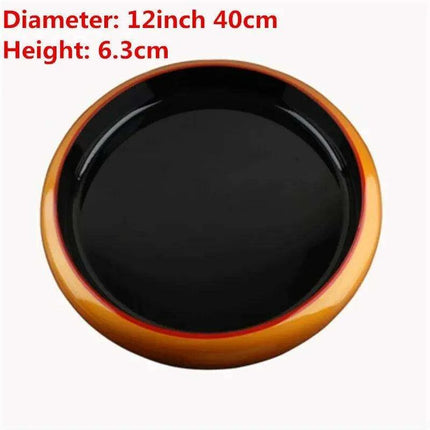 Elegant Blossom Artisan Sushi and Sashimi Serving Platter - Black and Gold Floral Design