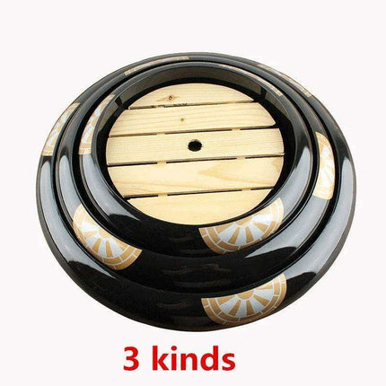 Elegant Blossom Artisan Sushi and Sashimi Serving Platter - Black and Gold Floral Design