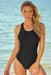 Crisscross Back One-Piece Swimsuit with Round Neck