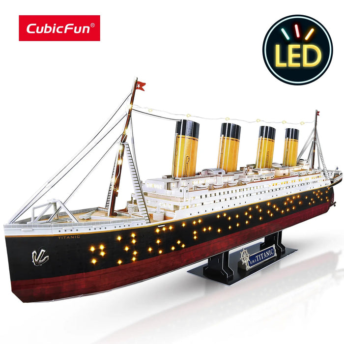 LED Titanic Ship Model 3D Puzzle Kit with 266 Pieces for Adults and Home Decor