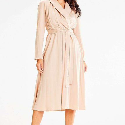 Chic Shawl Collar Flared Elegant Dress