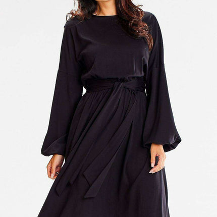 Elegant Flared Waist-Tie Everyday Dress