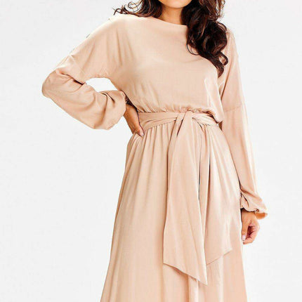 Elegant Flared Waist-Tie Everyday Dress