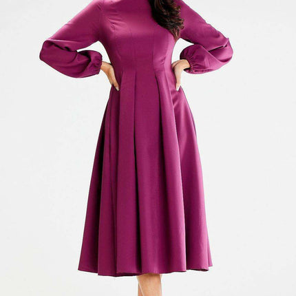 Sophisticated Boat Neck Blouson Midi Dress