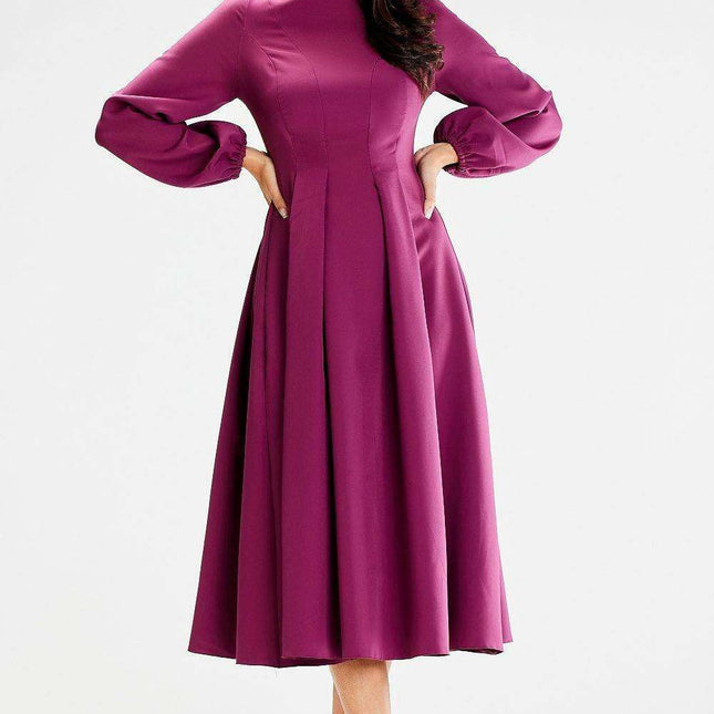 Sophisticated Boat Neck Blouson Midi Dress
