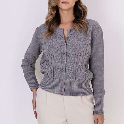 Chic Knit Round Neck Cardigan