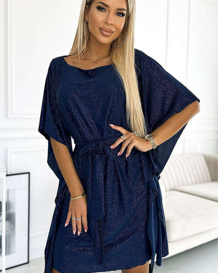 Olive Green Butterfly Dress with Belt by Numoco