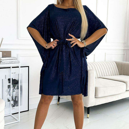 Olive Green Butterfly Dress with Belt by Numoco