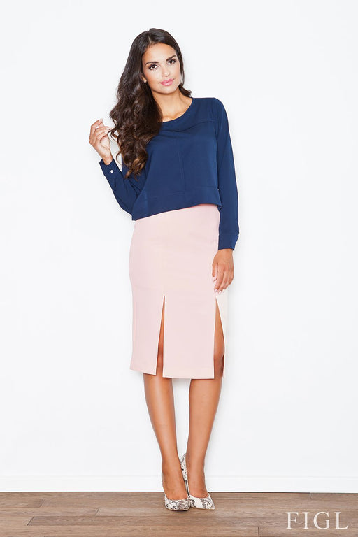 Chic High-Waisted Skirt with Stylish Front Slits and Inner Lining