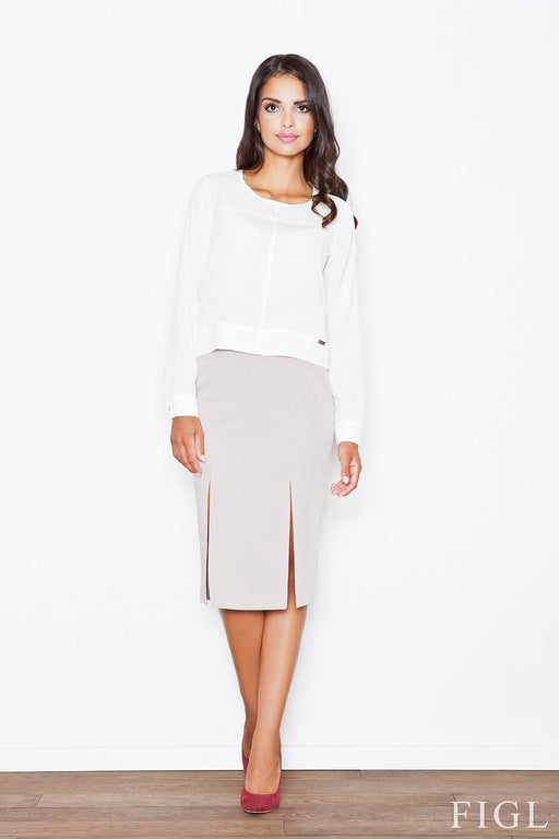 Elegant High-Waisted Skirt with Stylish Front Slits by Figl
