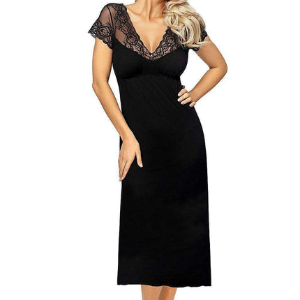 Chic Floral-Embroidered Midi Nightgown