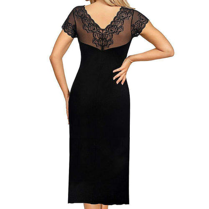 Chic Floral-Embroidered Midi Nightgown