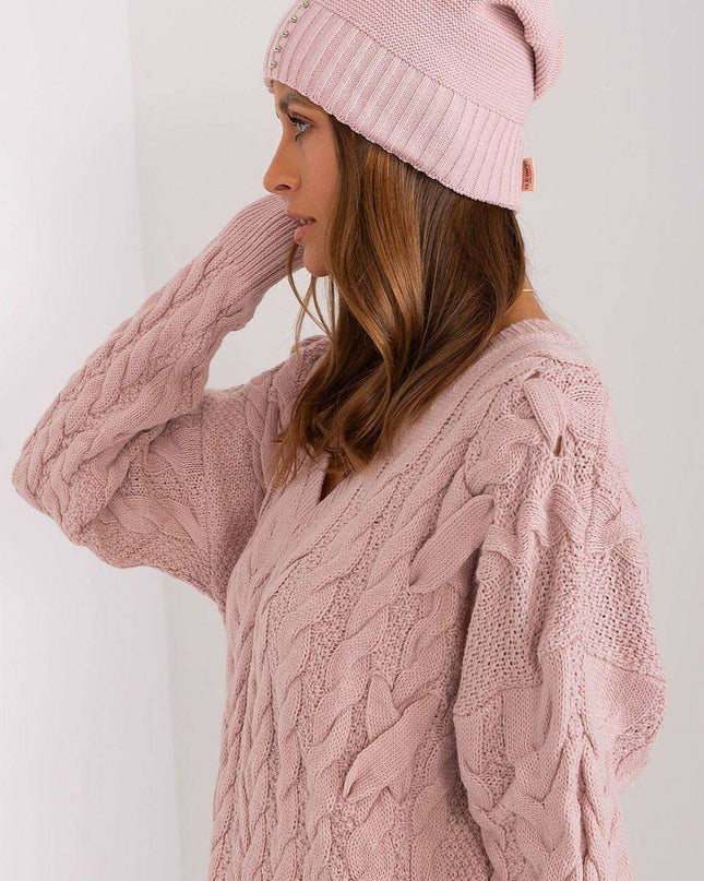 Chic Parisian Pearl Knit Beanie Elegant Winter Hat