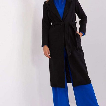 Sophisticated Polyester Overcoat with Stylish Tie Belt for Effortless Elegance