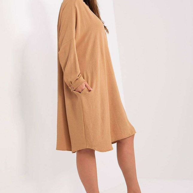 Elegant Italian Shirt Dress With Functional Pockets