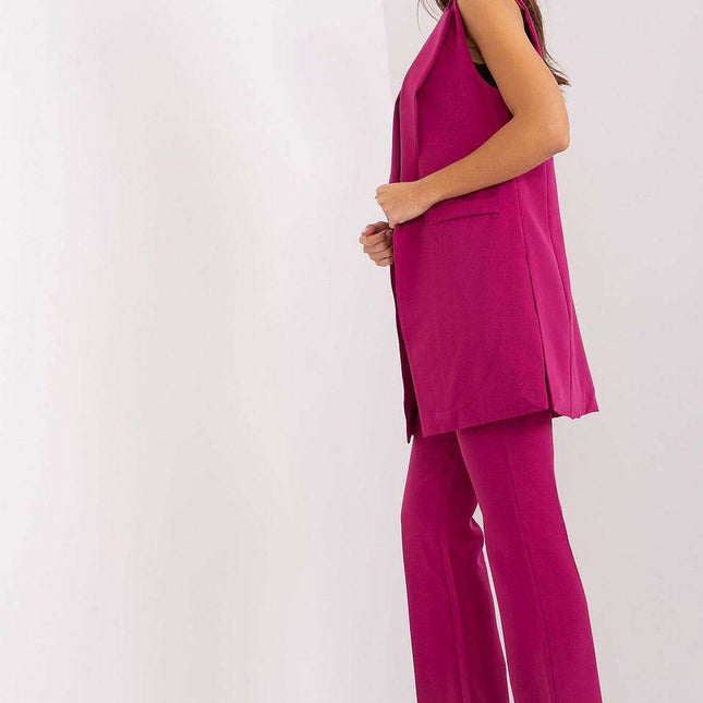 Elegant Womens High Waisted Trousers And Vest Set Outfit