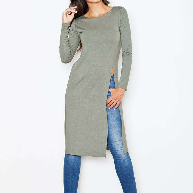 Modern Long Sleeve Tunic for Women with Stylish Side Slit