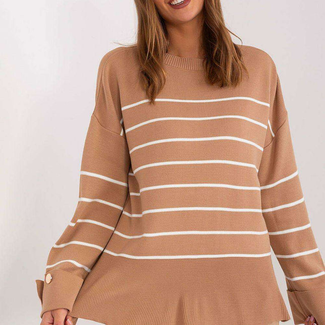 Chic Striped Button-Up Sweater for Effortless Elegance