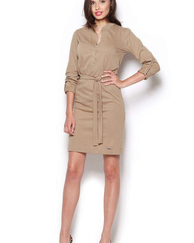 Versatile Snap Closure Daydress with Trendy Rolled Sleeves - Stylish Comfort for Every Occasion