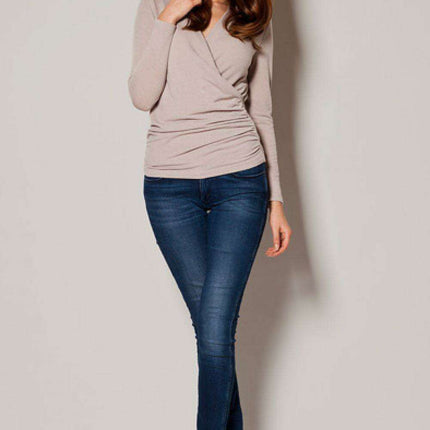 Elegant V-Neck Sweater with Feminine Envelope Design for Effortless Style
