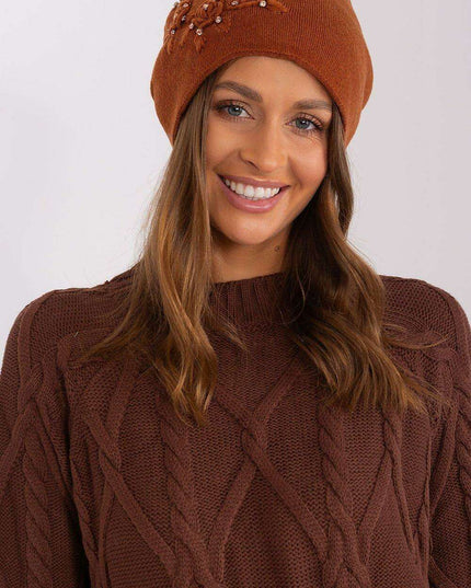 Stylish Winter Knit Beanie with Elegant Applique Detail