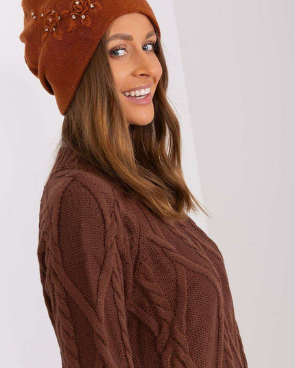 Stylish Winter Knit Beanie with Elegant Applique Detail