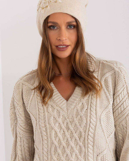 Stylish Winter Knit Beanie with Elegant Applique Detail