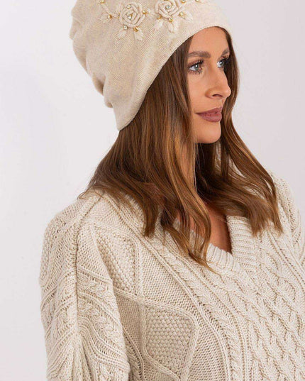 Stylish Winter Knit Beanie with Elegant Applique Detail