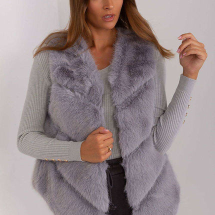 Elegant Multi-Pocket Faux Fur Vest for Every Event