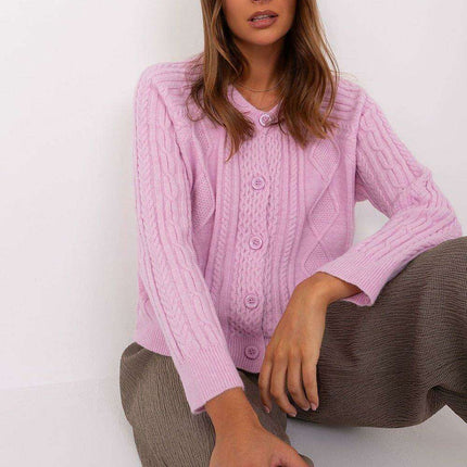 Chic Variegated Knit Cardigan with Button Closure