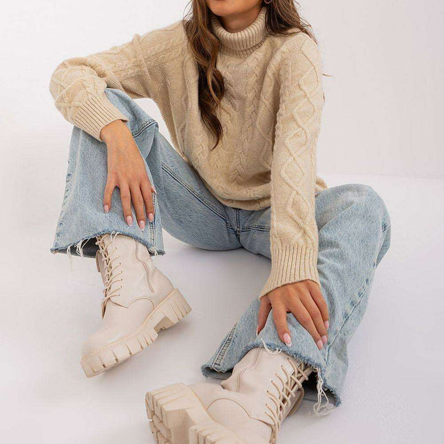 Plaid Patterned Turtleneck Sweater