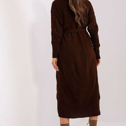 Chic Heart Neck Midi Dress and Cardigan Duo