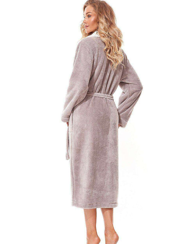 Chic Embroidered Knit Bathrobe for Women with Stylish Pockets