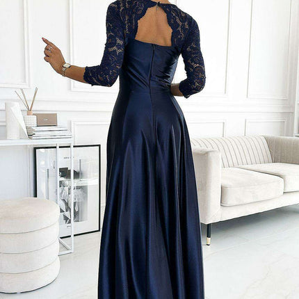 Chic Black Lace Evening Gown by Numoco