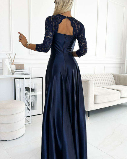 Chic Black Lace Evening Gown by Numoco