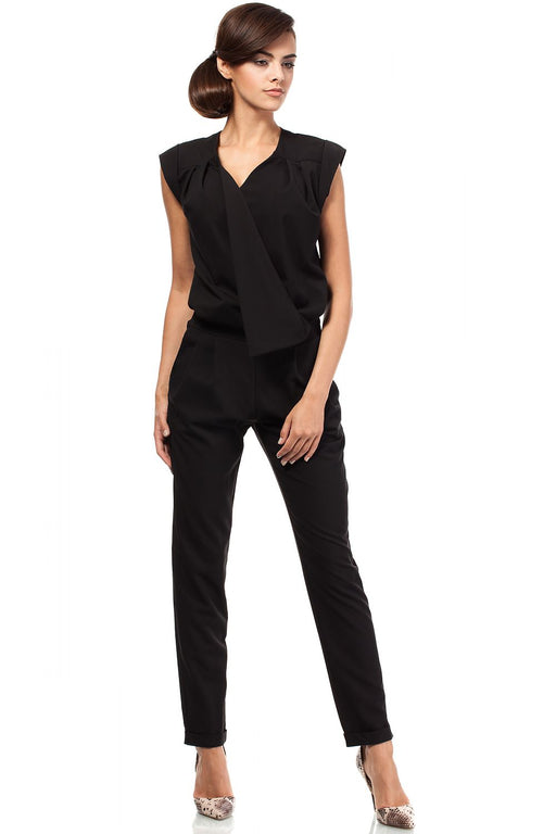 Elegant Sleeveless Jumpsuit with Envelope Detail and Tapered Bottoms