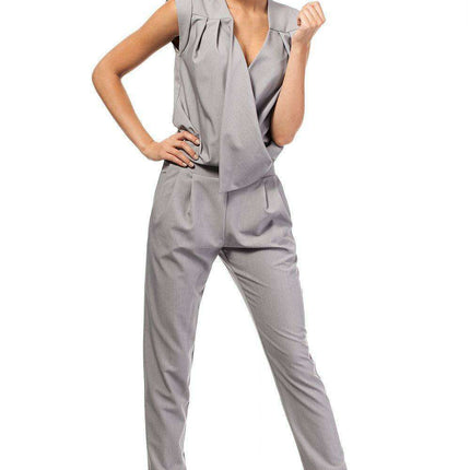 Chic Tapered Leg Sleeveless Pantsuit with Elegant Envelope Design